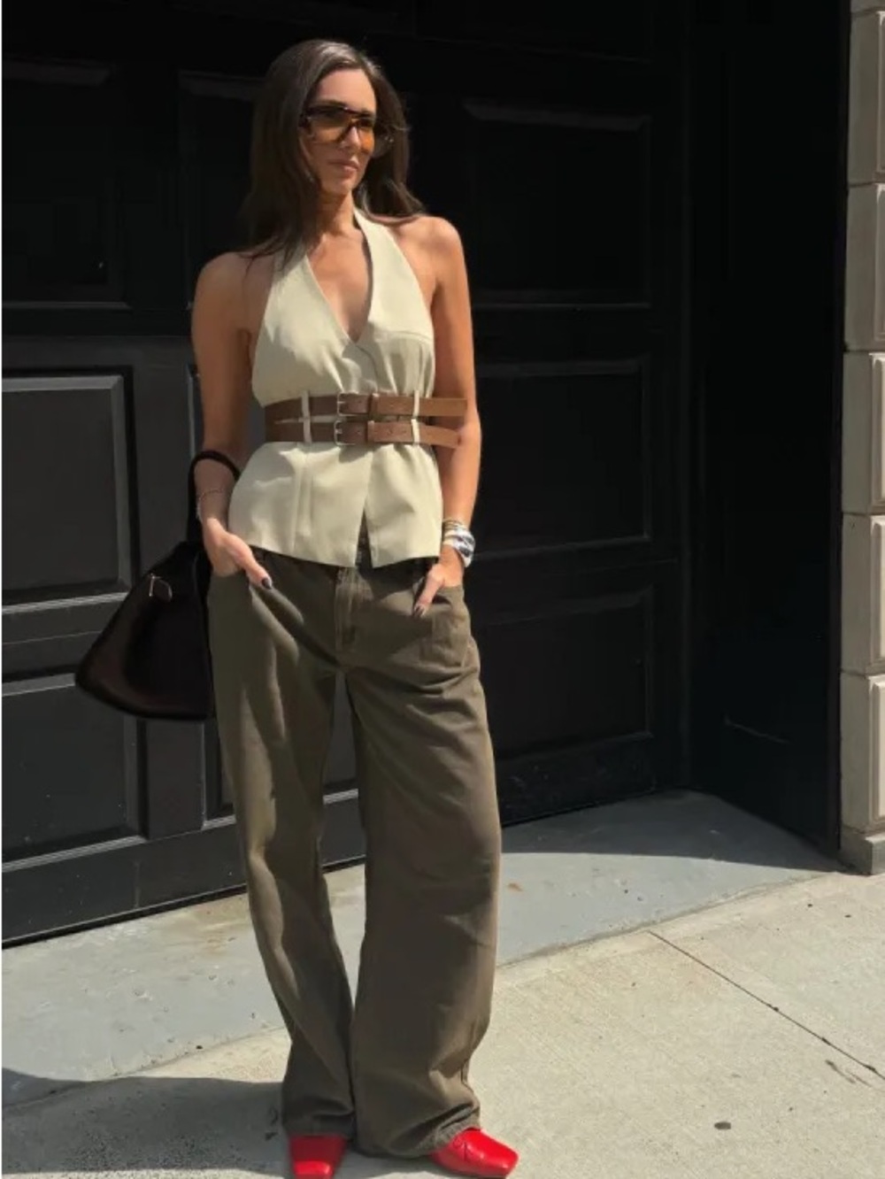 Lioness ethereal buckle belted top NWT size small
